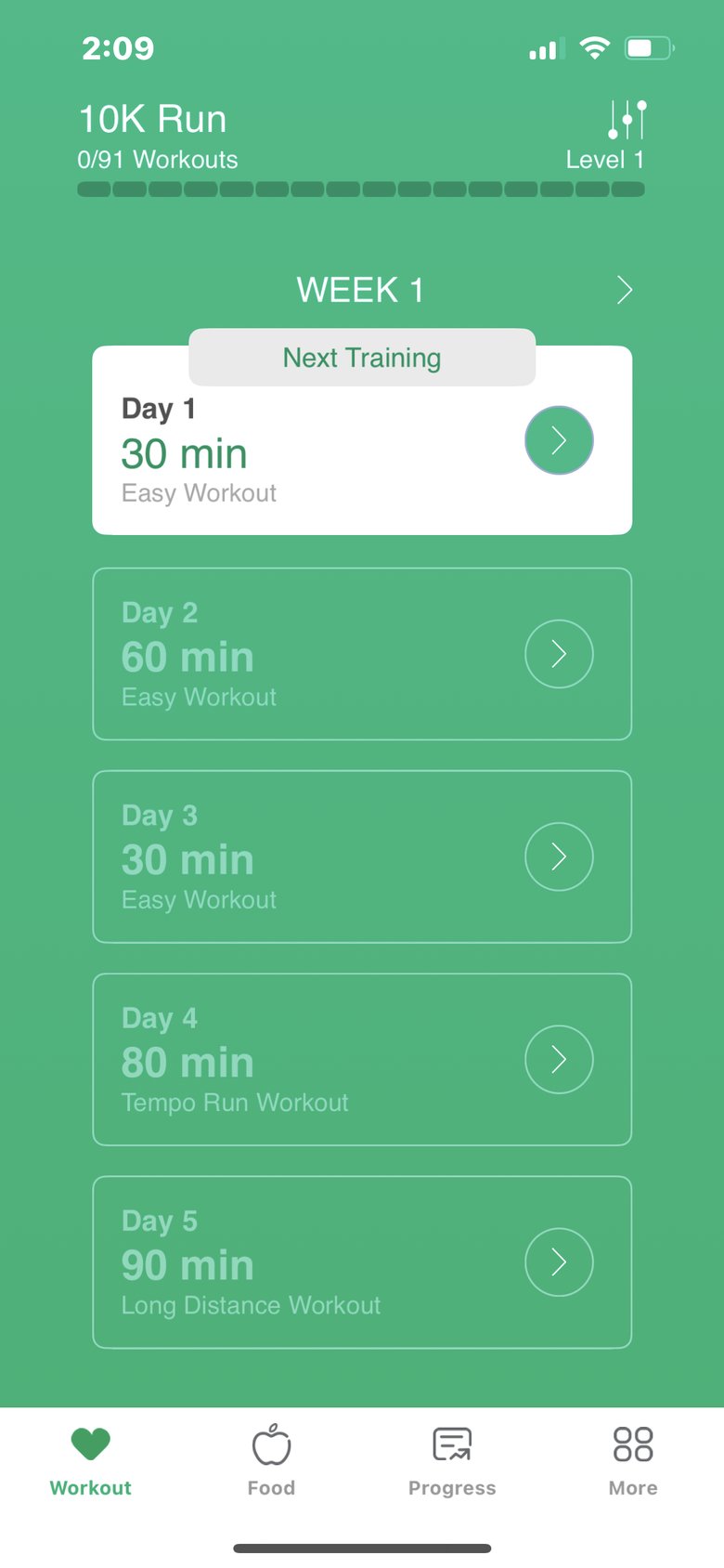 10K Run Coach & Tracking App app screen