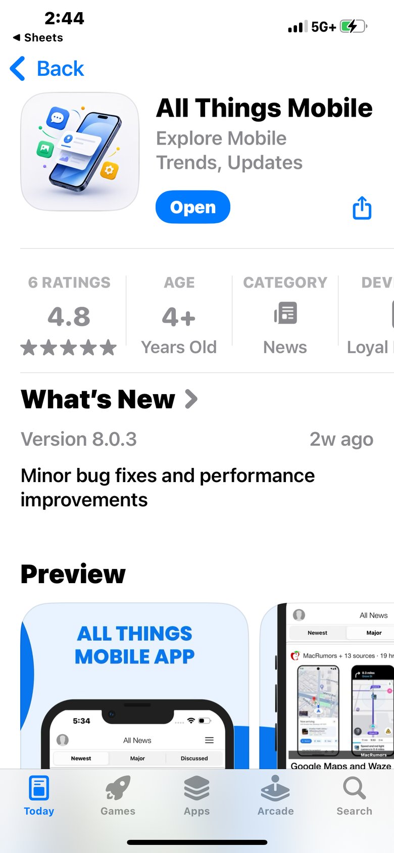 All Things Mobile app screen