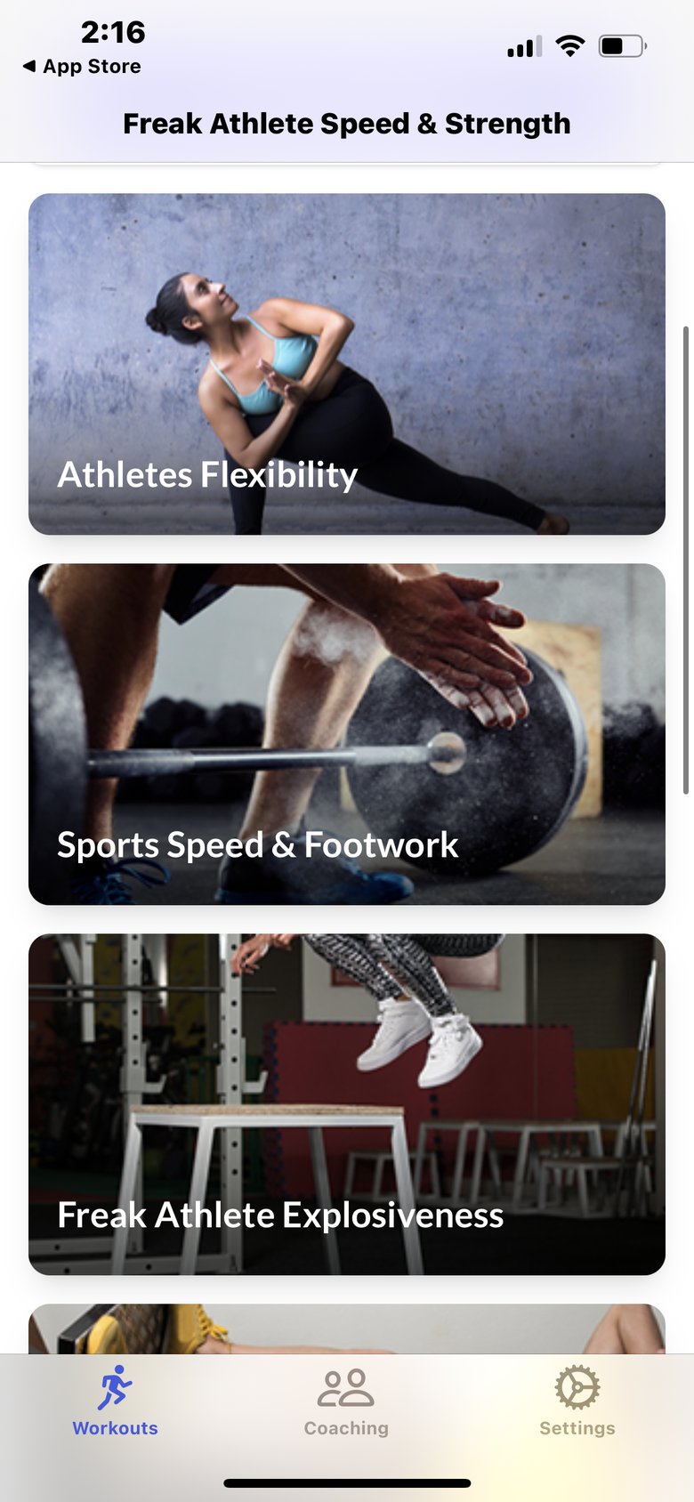 Athlete Trainings & workouts screen 2