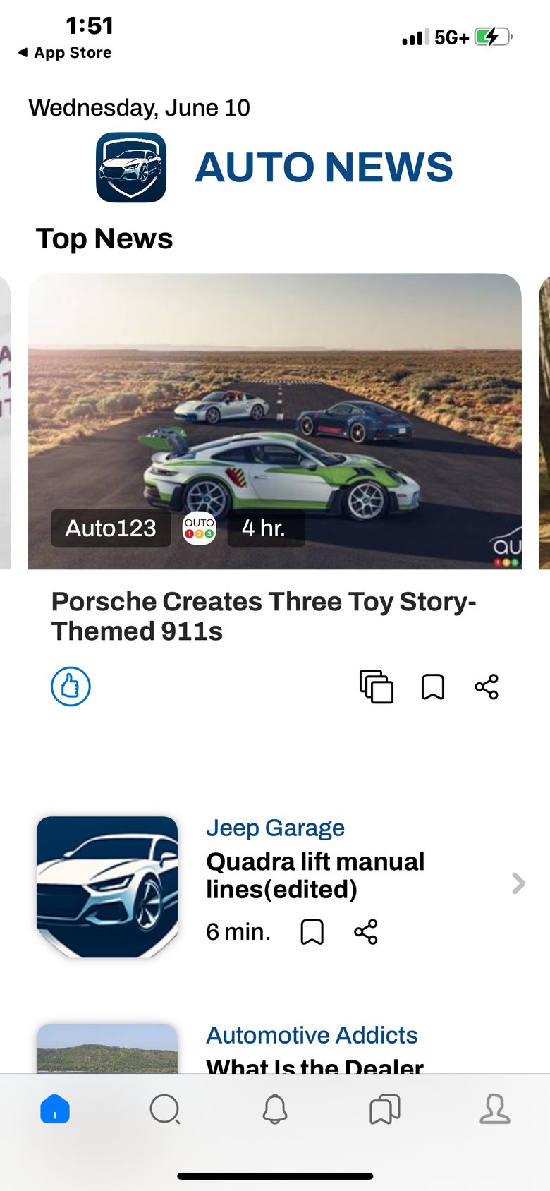 Auto & Automotive News app screen