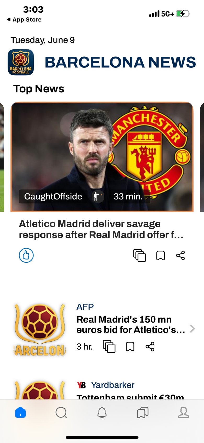Barcelona News & Videos app screen