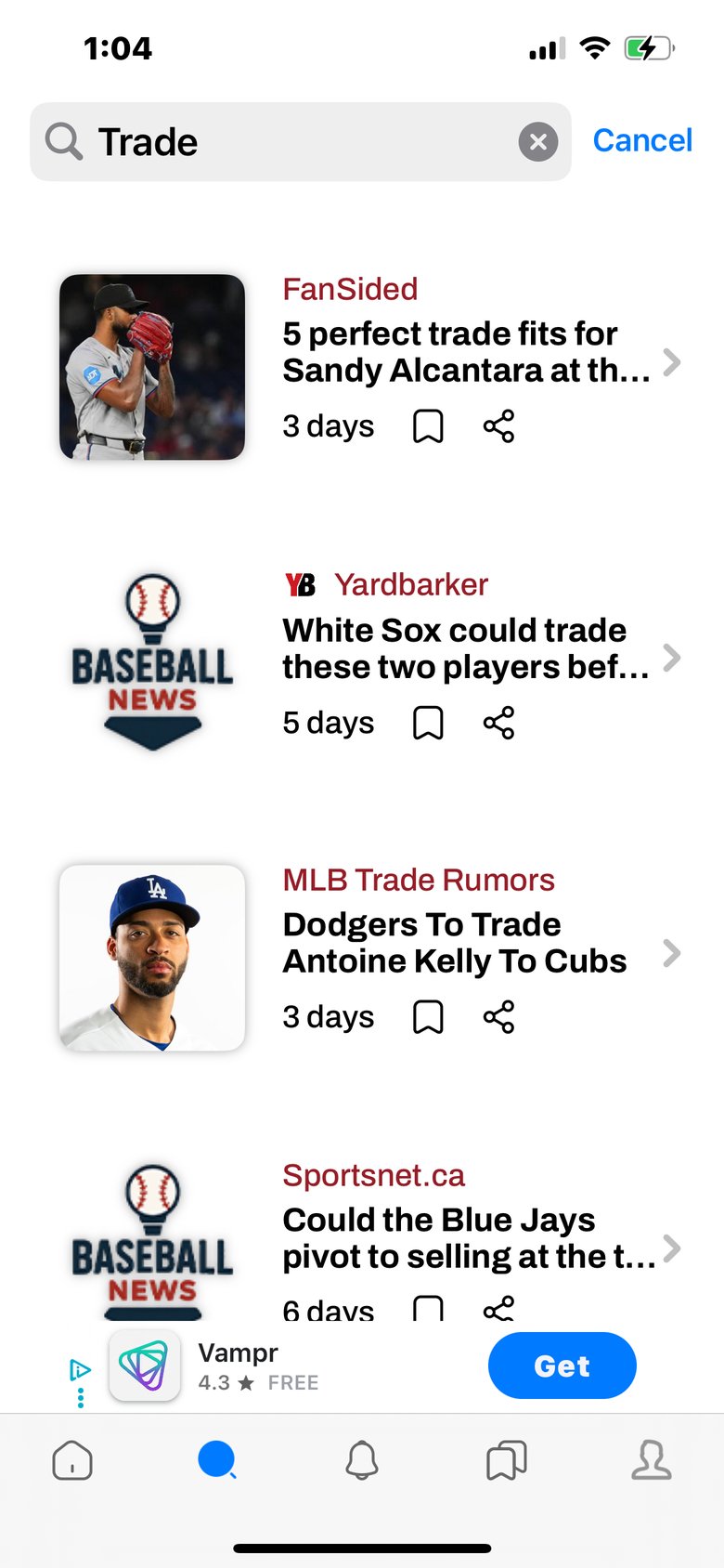 Baseball News & Scores, Stats screen 4