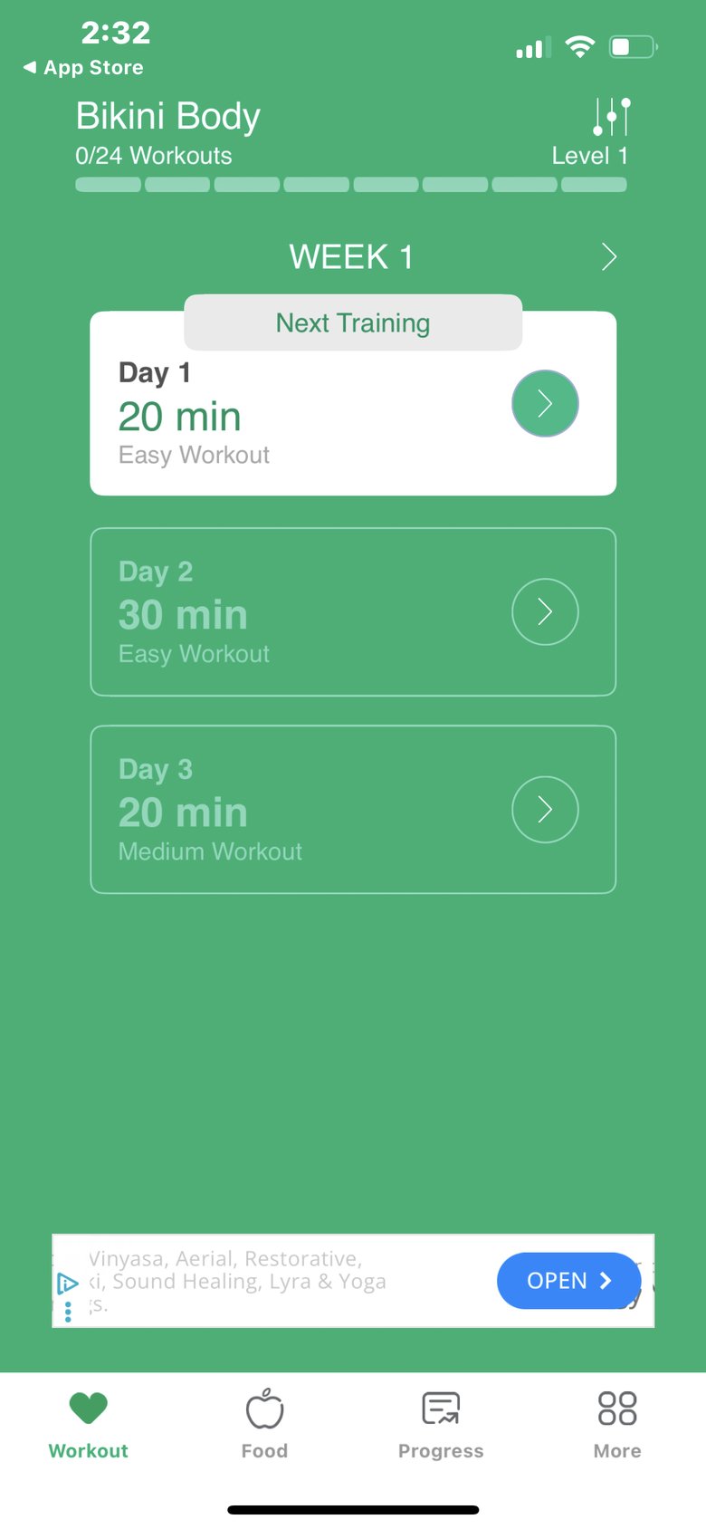 Bikini Body Running Coach App app screen