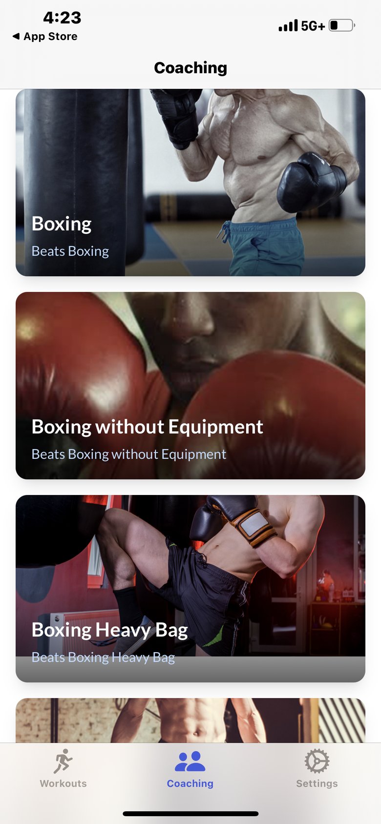 Boxing Workouts, Fitness Guide app screen