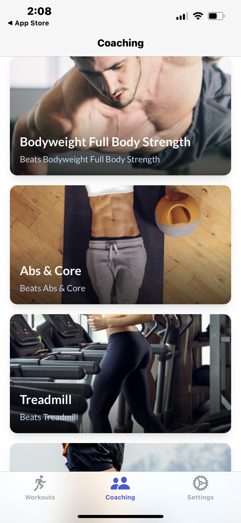 Cheerleading Conditioning app screen