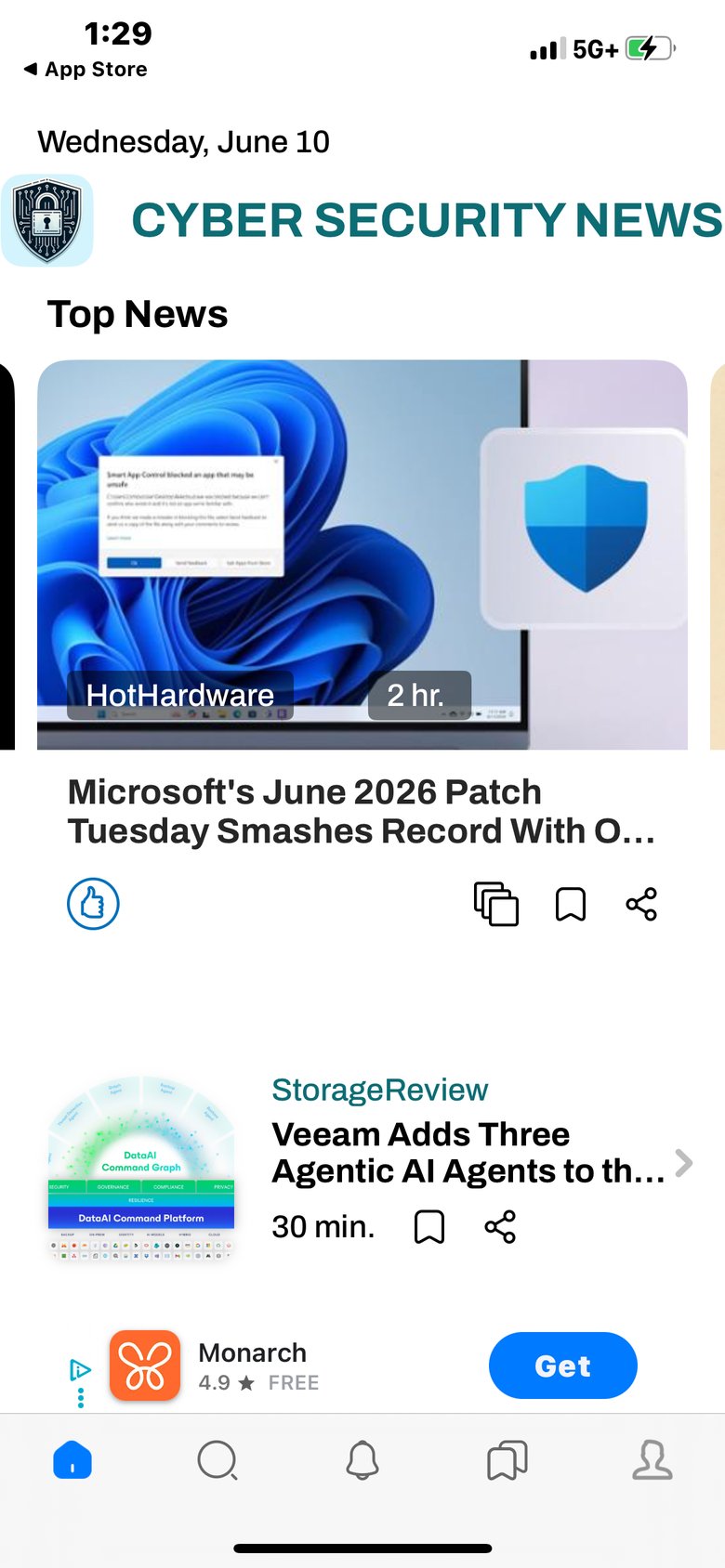 Cyber Security News & Alerts app screen