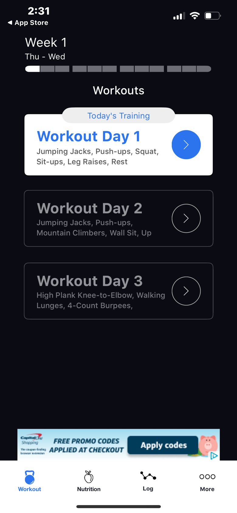 Daily Workout App by Fit5 app screen