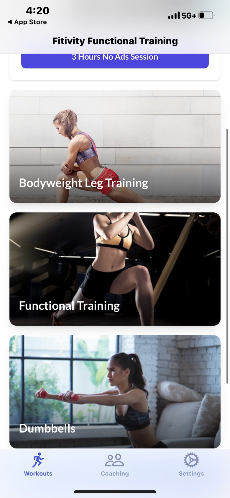 Fitivity Functional Training app screen