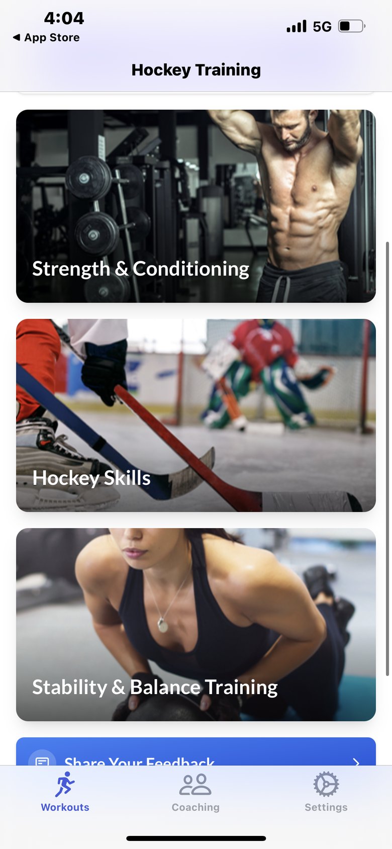 Fitivity Hockey Training app screen