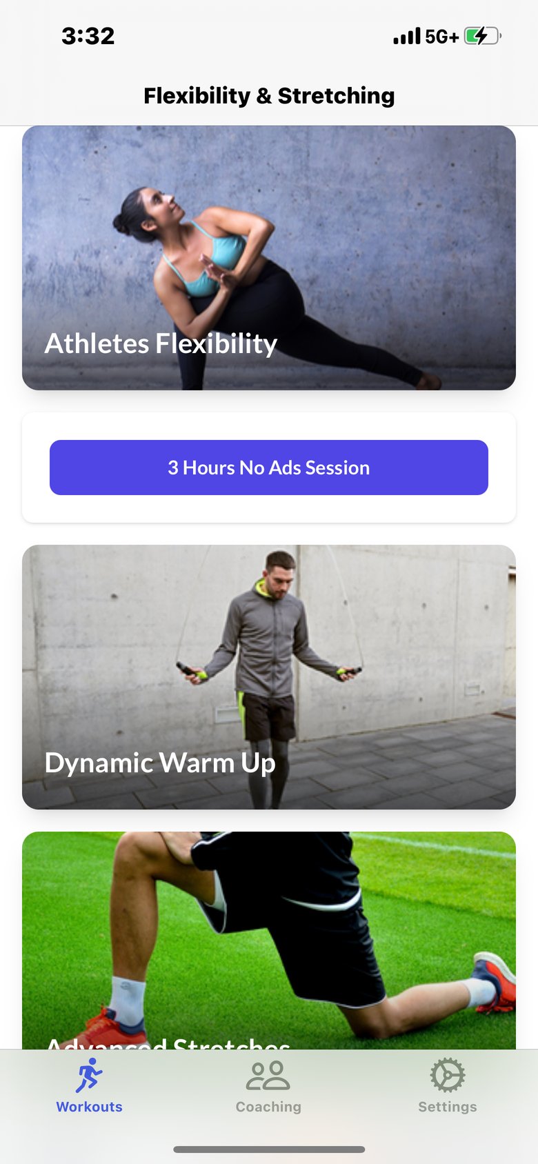 Flexibility & Stretching app screen