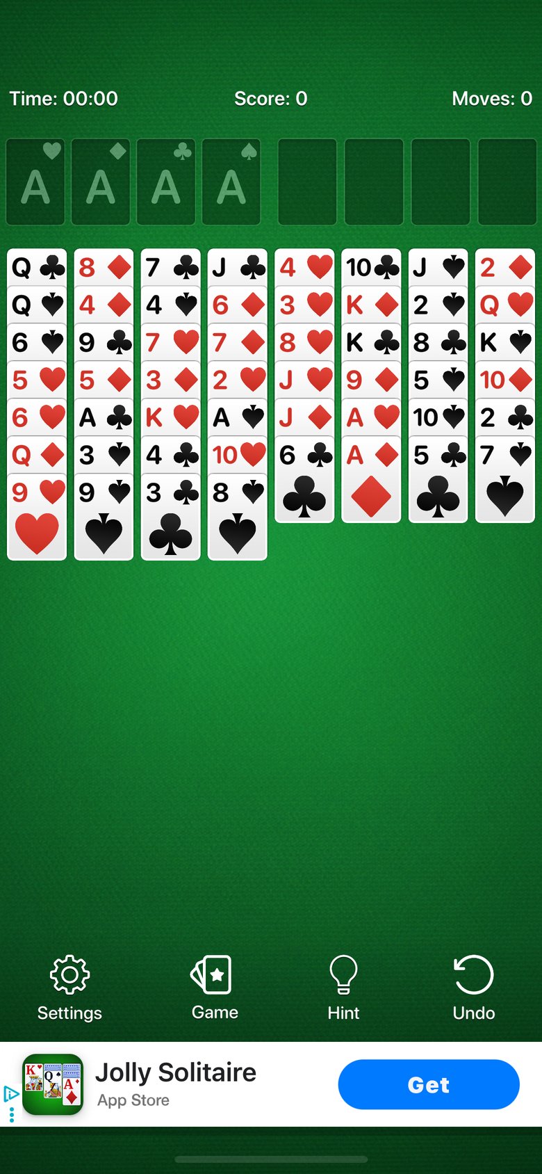 Freecell Solitaire Calm app screen