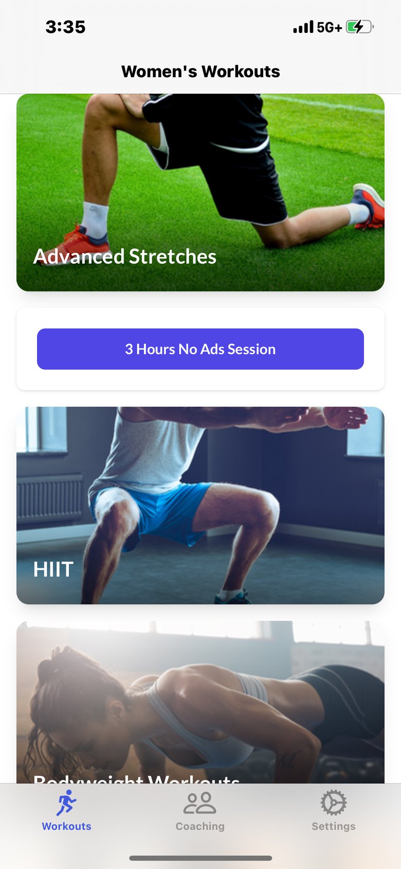 Glute Workouts for Women app screen