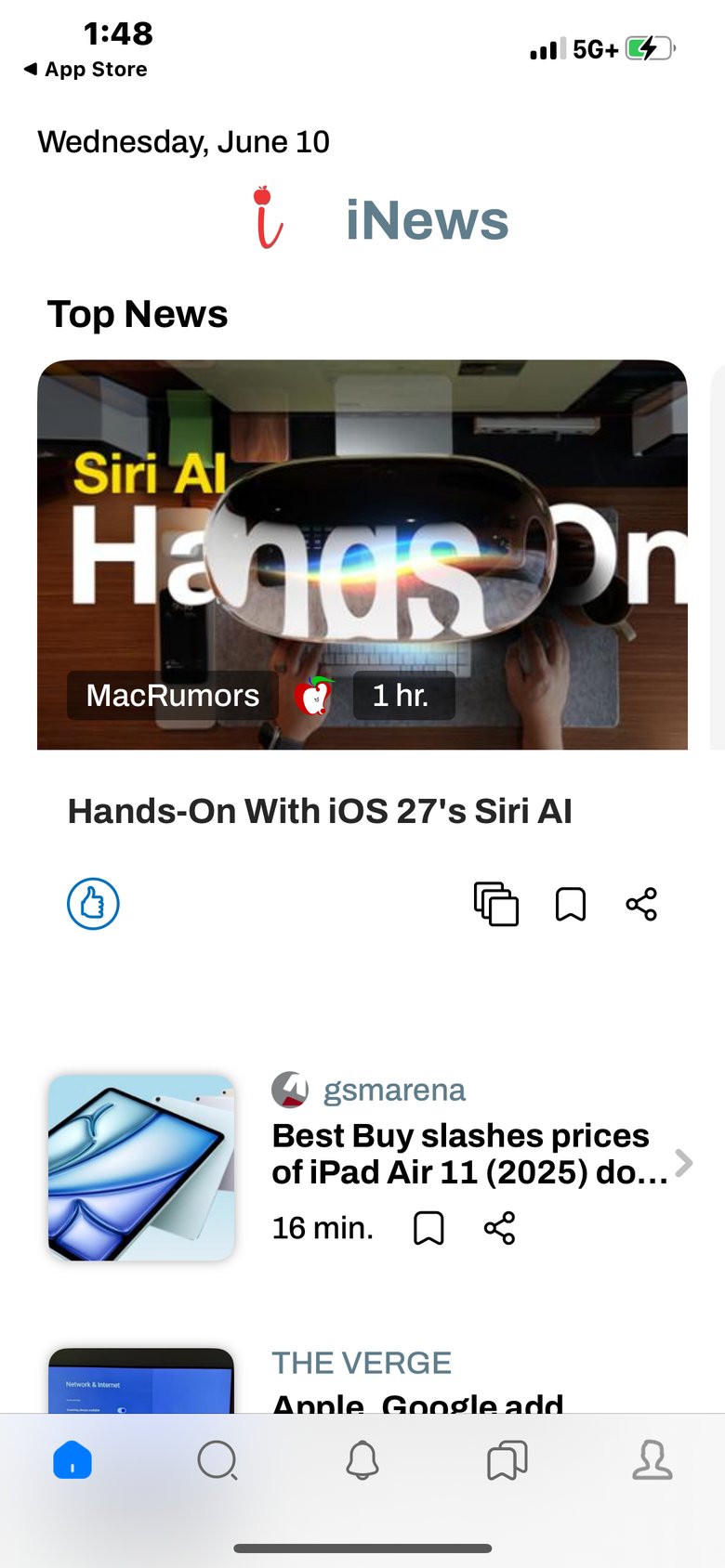 iNews from Cupertino app screen