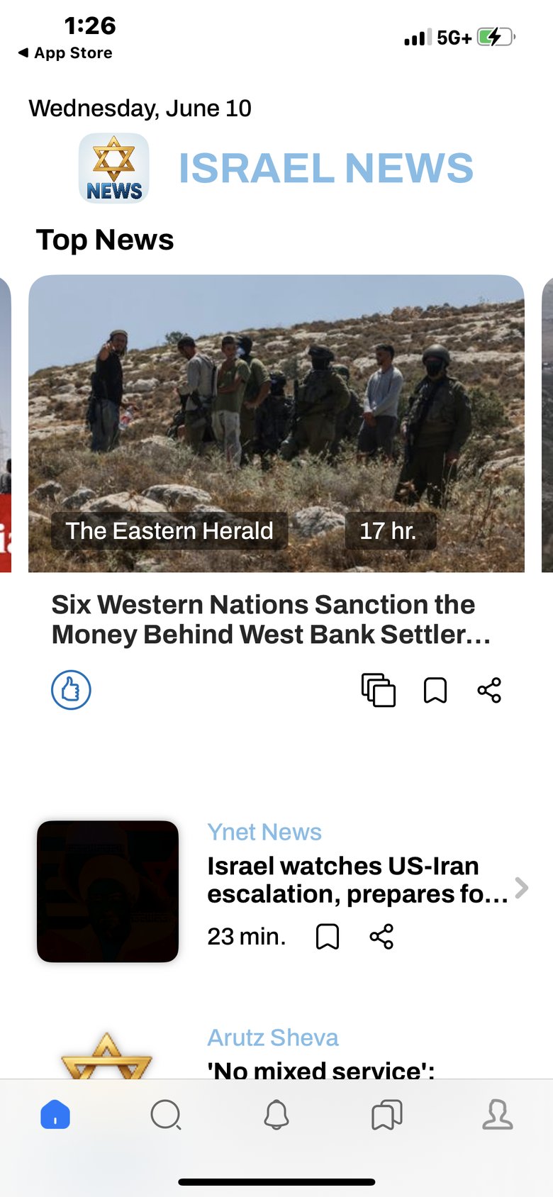 Israel News Latest Top Stories app screen