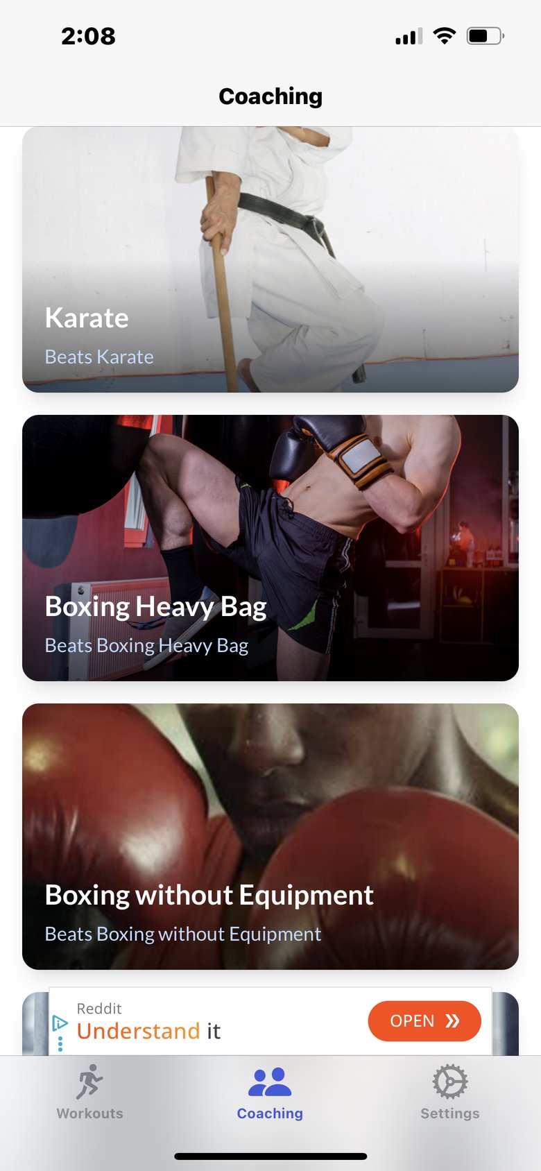Judo Training app screen