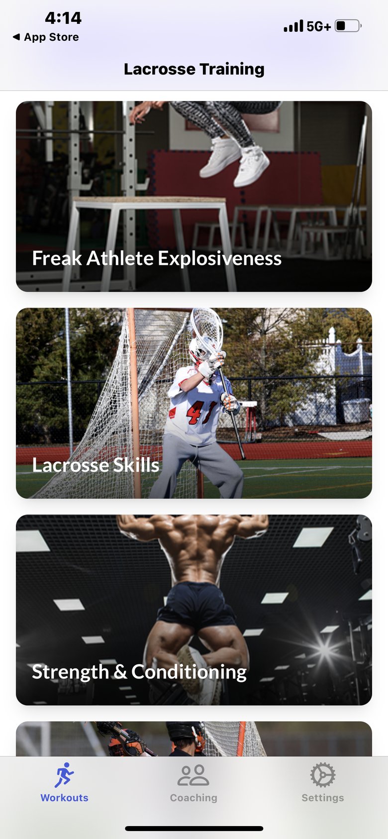 Lacrosse Training  & Workouts app screen