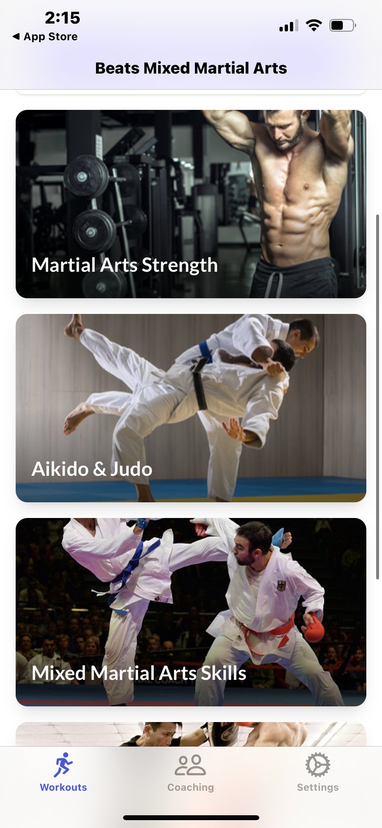 Mixed Martial Arts trainings screen 2