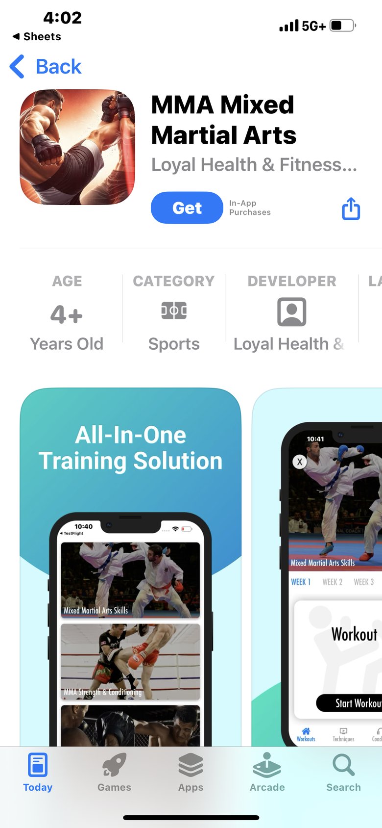 MMA Mixed Martial Arts app screen