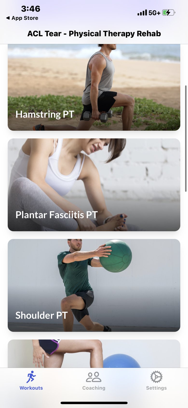 PhysioCare ~  Injury Rehab app screen