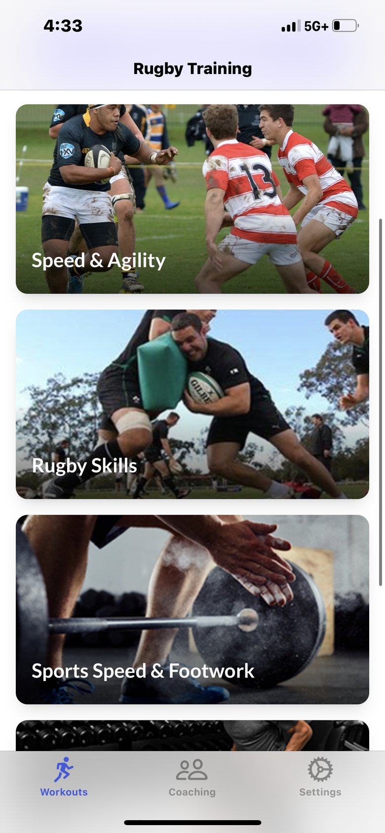 Rugby Skills Booster app screen