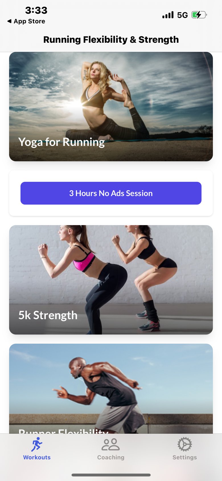 Running Flexibility & Strength app screen