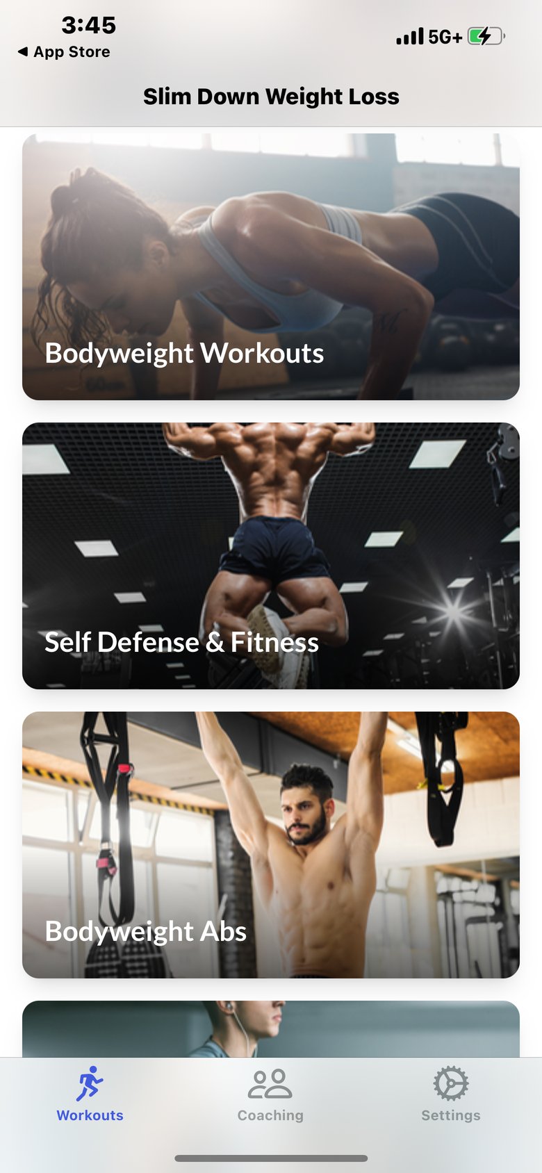 Slim Down Weight Loss app screen
