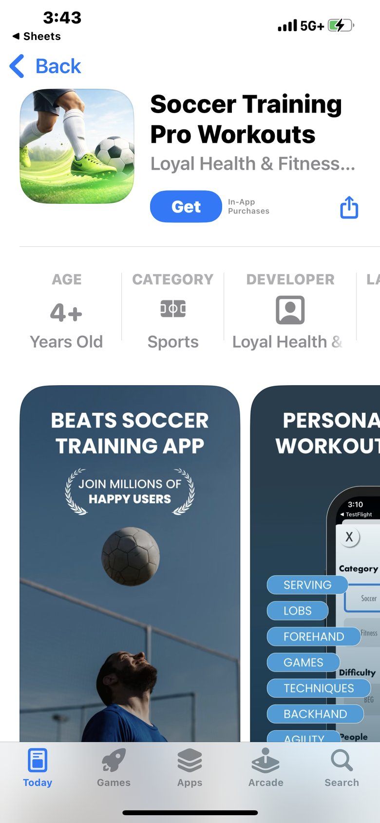 Soccer Training Pro Workouts app screen
