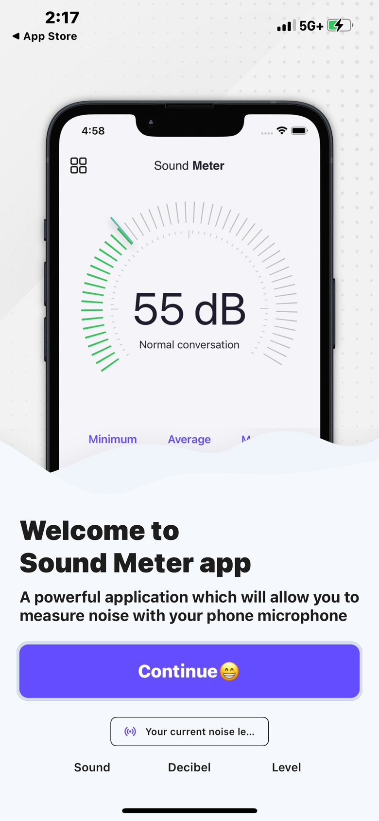 Sound Meter: dB Measurement screen 2