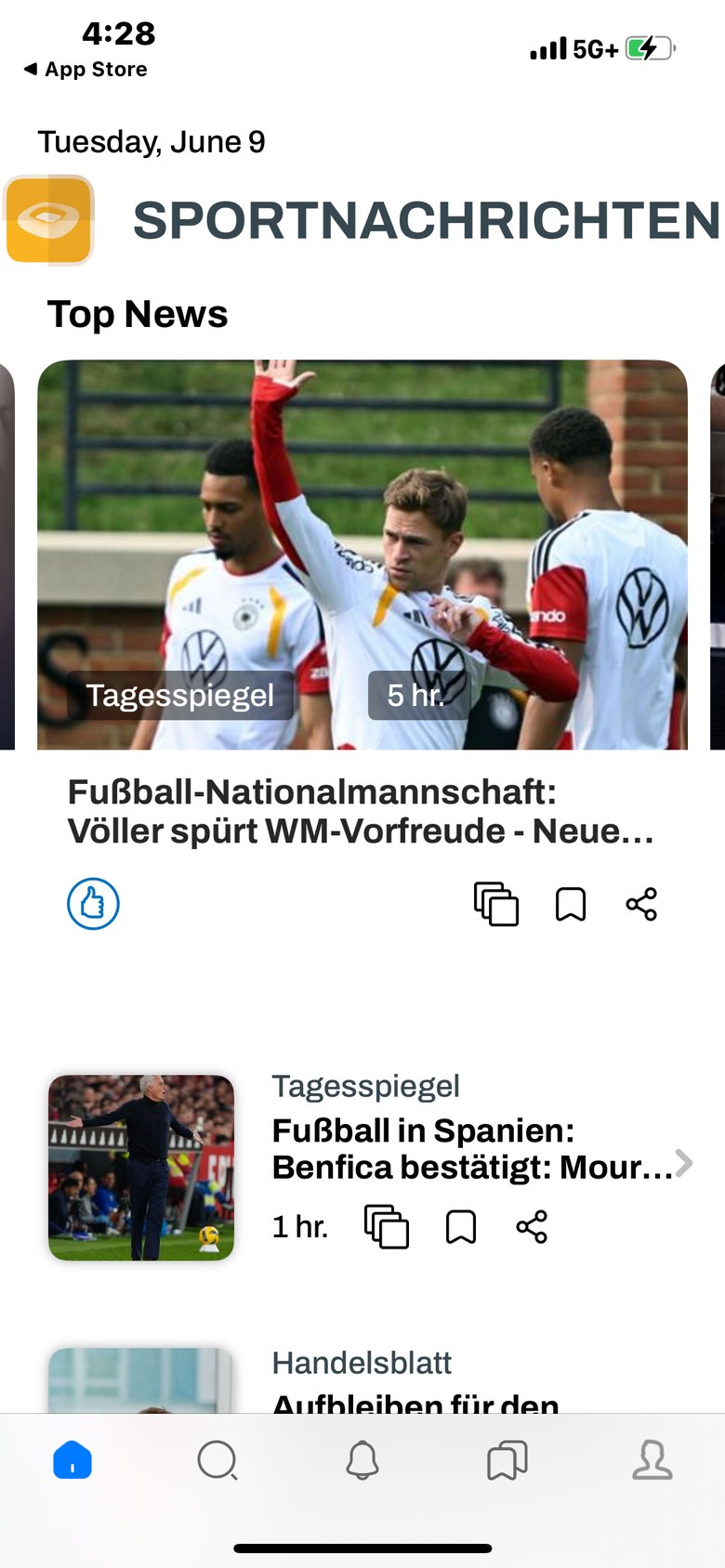 Sportnachrichten & Ergebnisse app screen