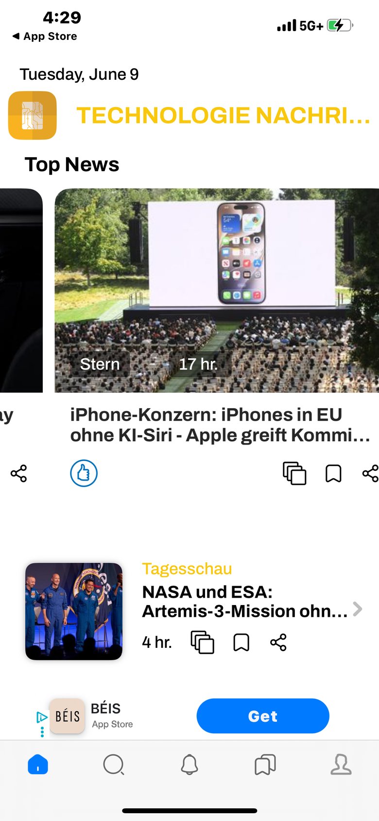 Technologie-News und Videos app screen