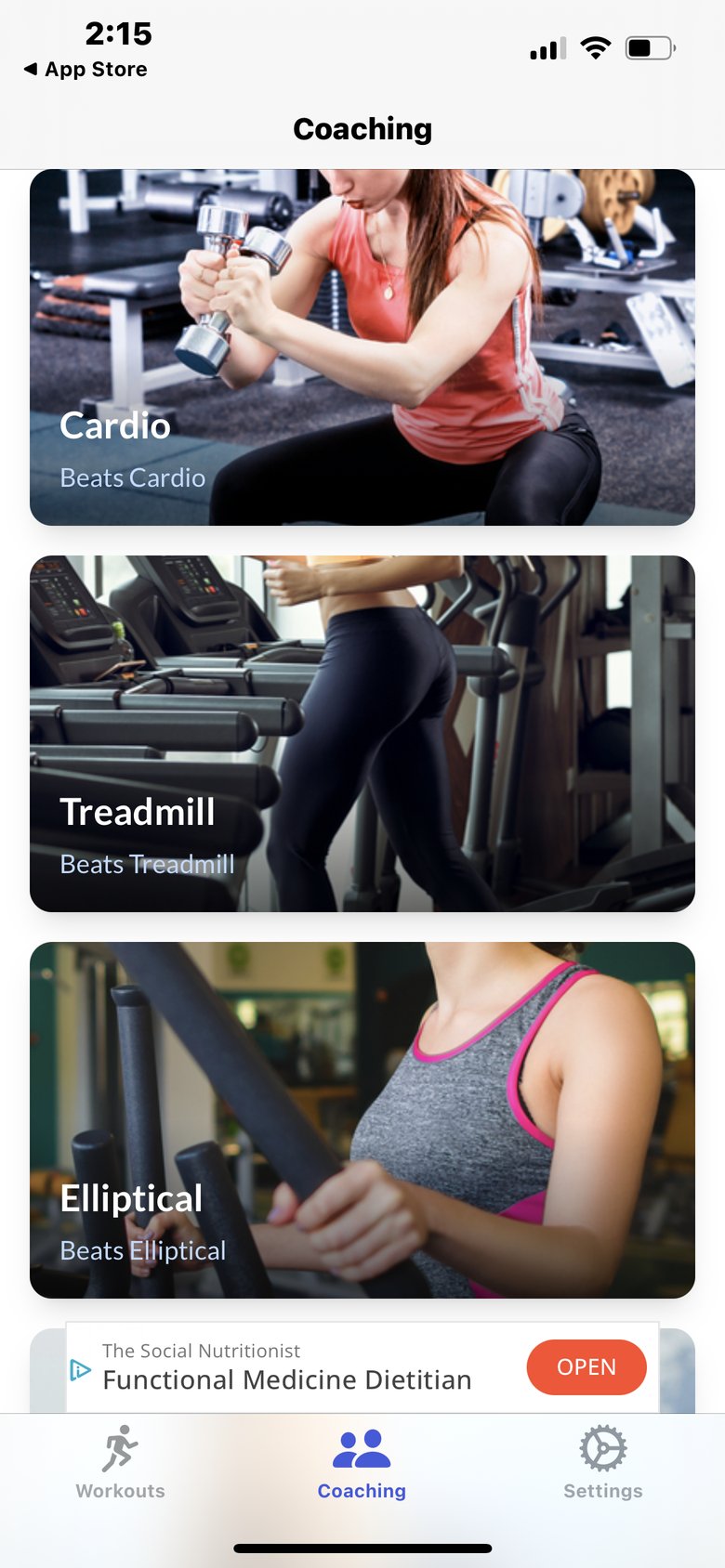 Thin Body, Get Skinny Workouts app screen