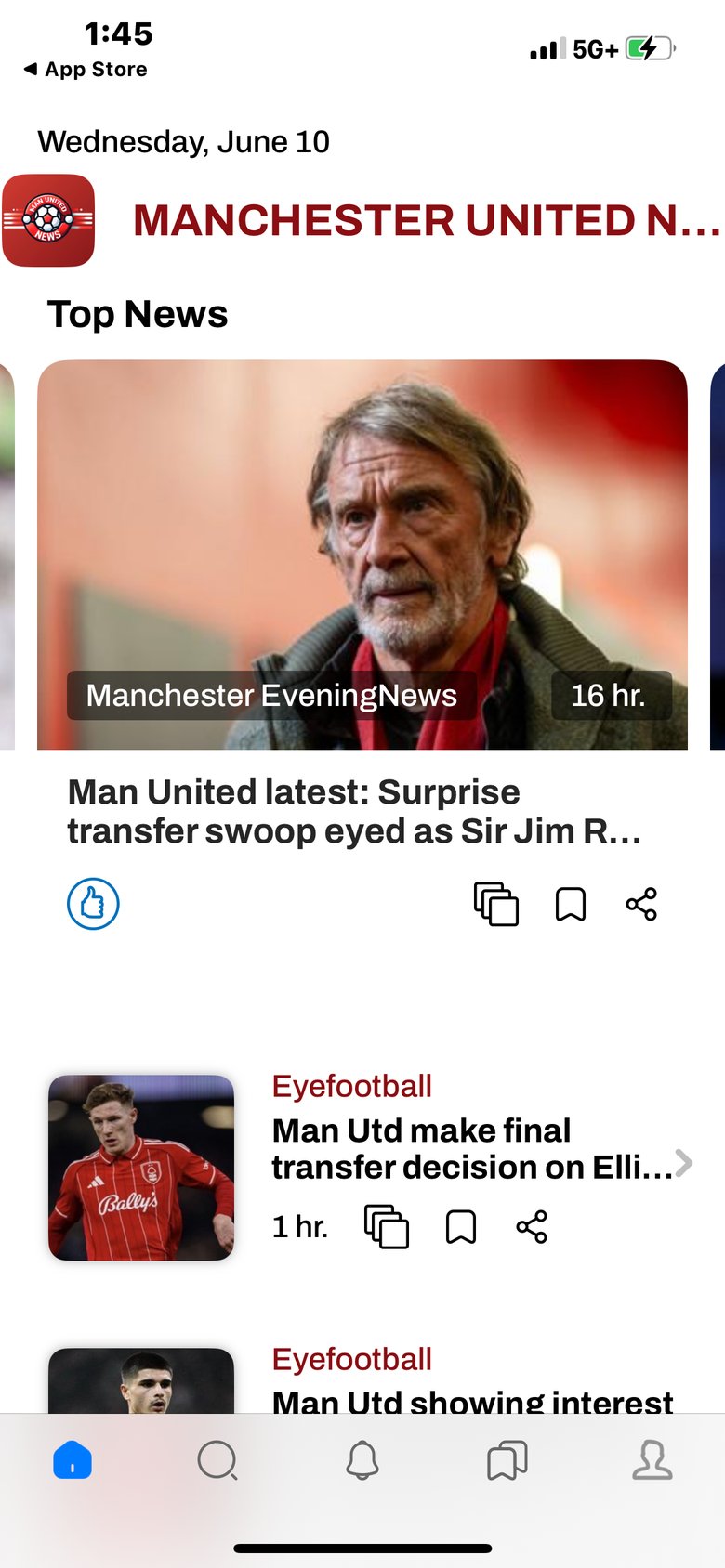 Unofficial Man United News app screen
