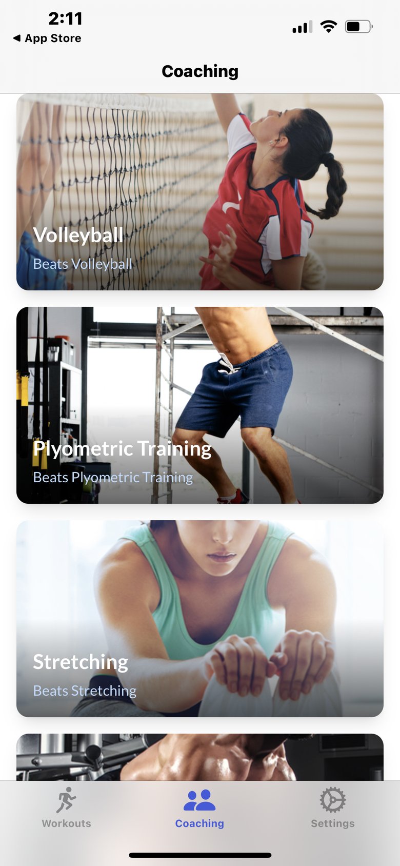Volleyball Training Workouts app screen