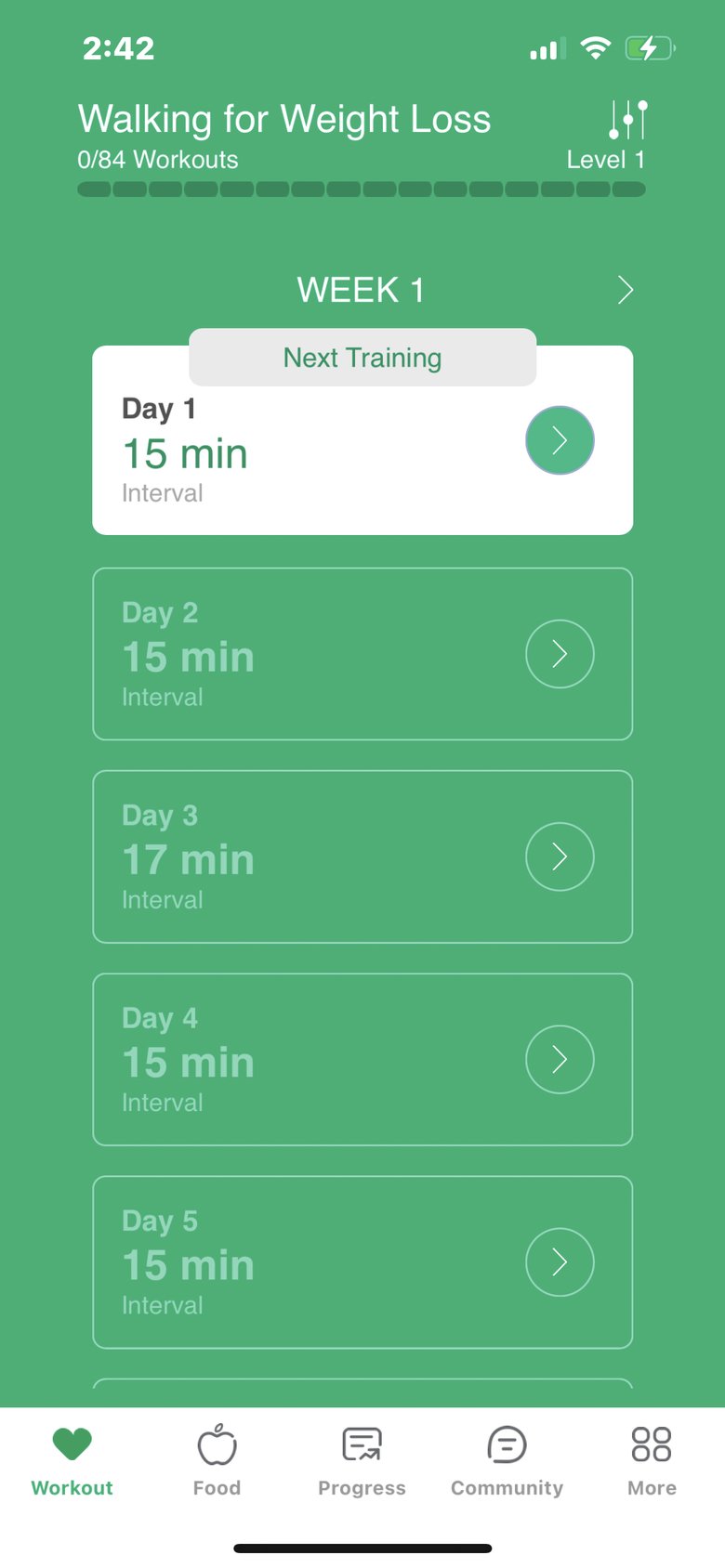 Walking to Lose Weight Guide app screen